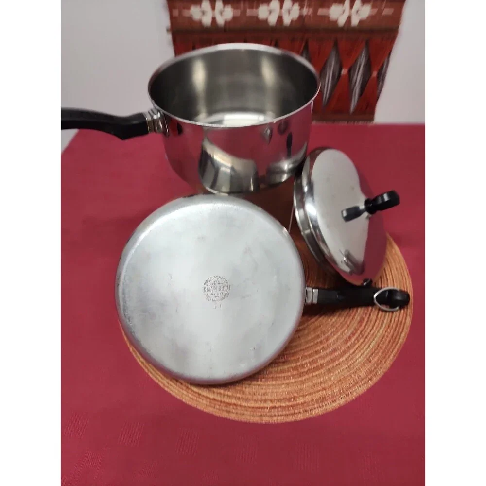 VTG Farberware 2 Qt. Saucepan And 7.5 In Fry Pan Stainless Steel Aluminum Clad